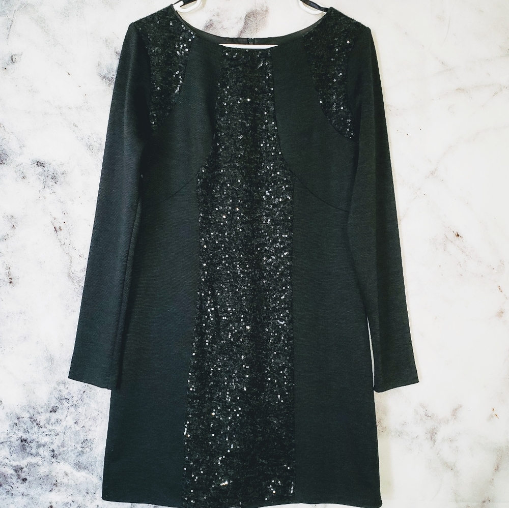 Donna Ricco grey sequins shift dress size 8